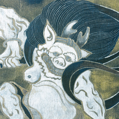 手描きのれん「風神雷神図」