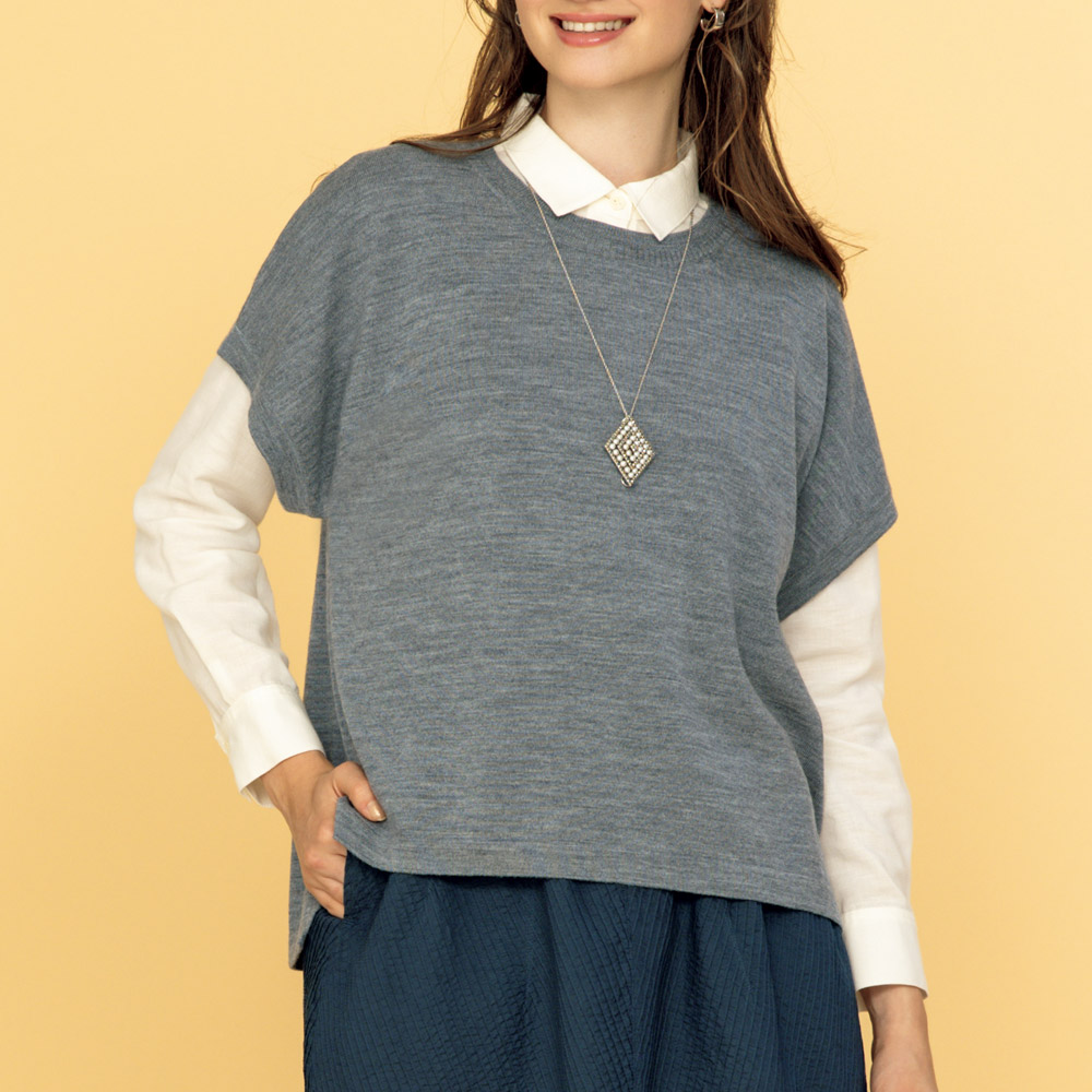 ウォッシャブルウールゆったりベスト