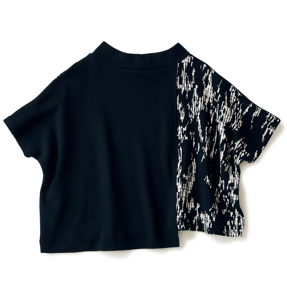 コットン混ジャカード切り替えプルオーバー