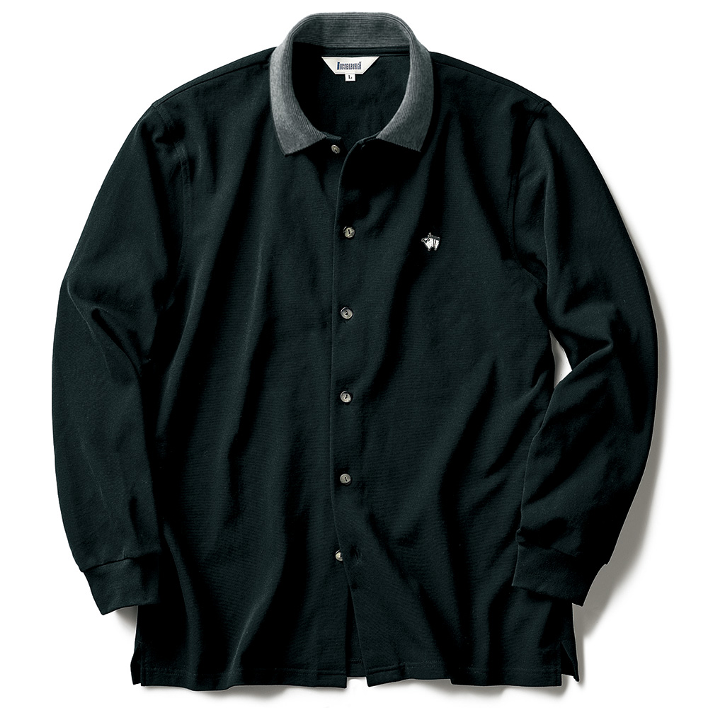 ギザコットン鹿の子編み襟付きカーディガン