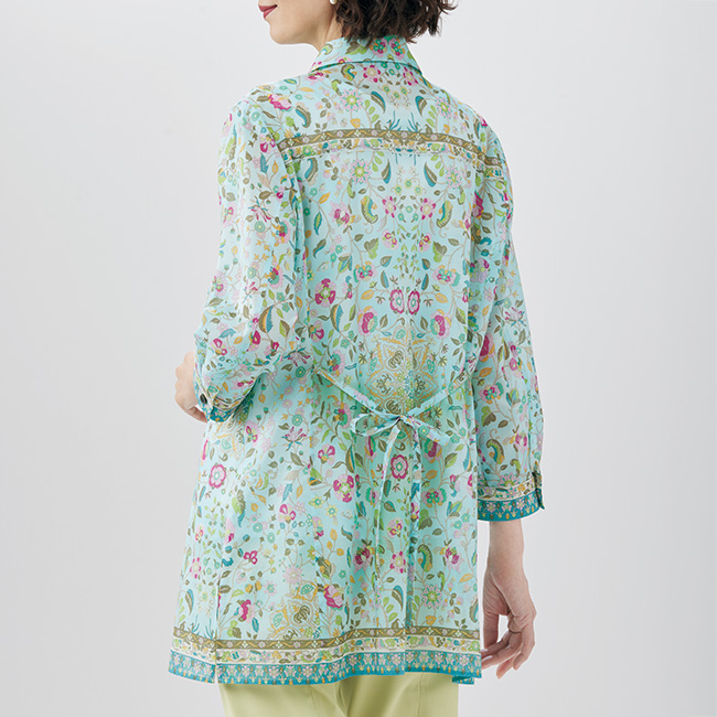 綿ローンの更紗柄ロングブラウス／カラハスティ