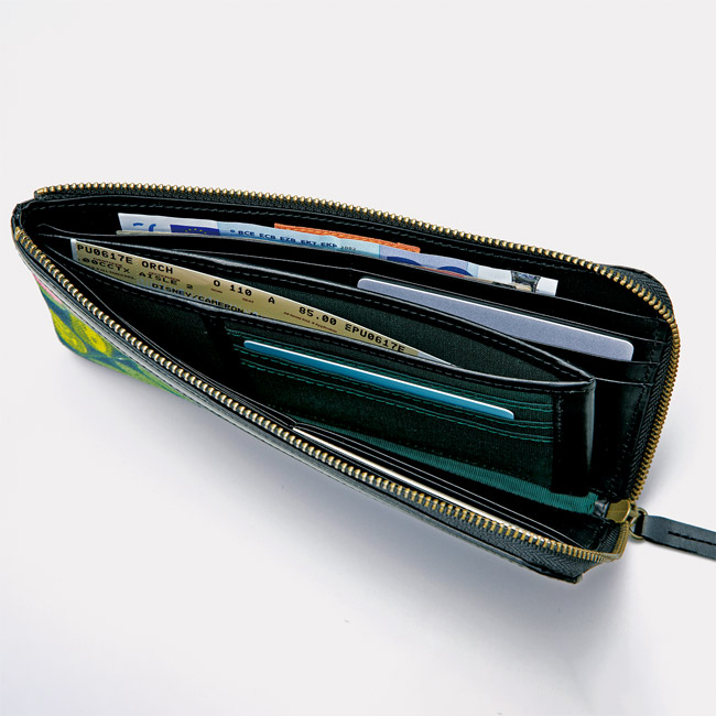 ヨブス工房の生地で作ったウォレット／L字ファスナー