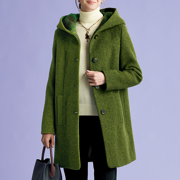 柔らか暖かウール混コート