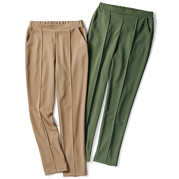 ジョーゼット風ピンタックテーパードパンツ