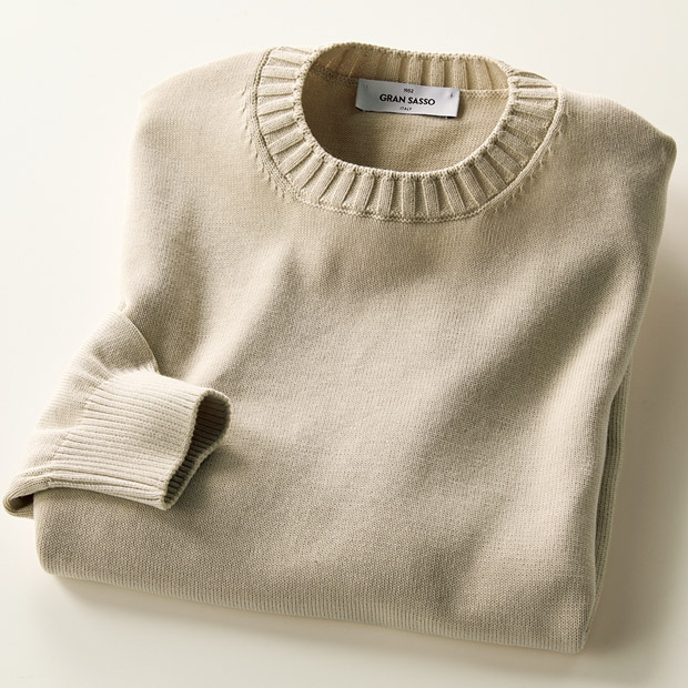 8ゲージ･ソフトコットンクルーネックニット