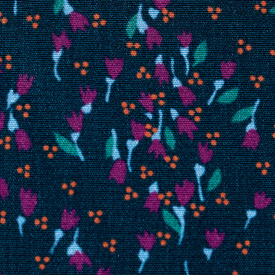 小花柄シャーリング使いブラウス
