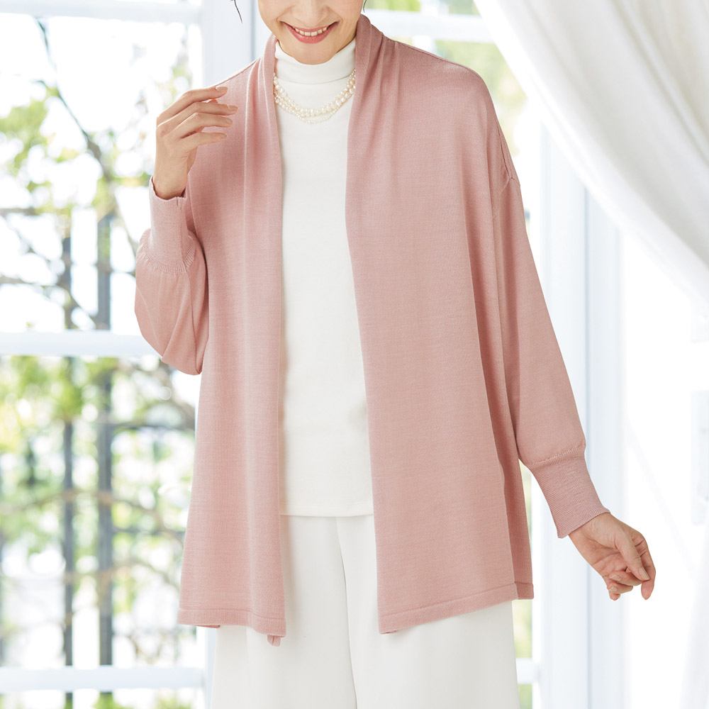 ウールシルクの洗える着流しカーディガン