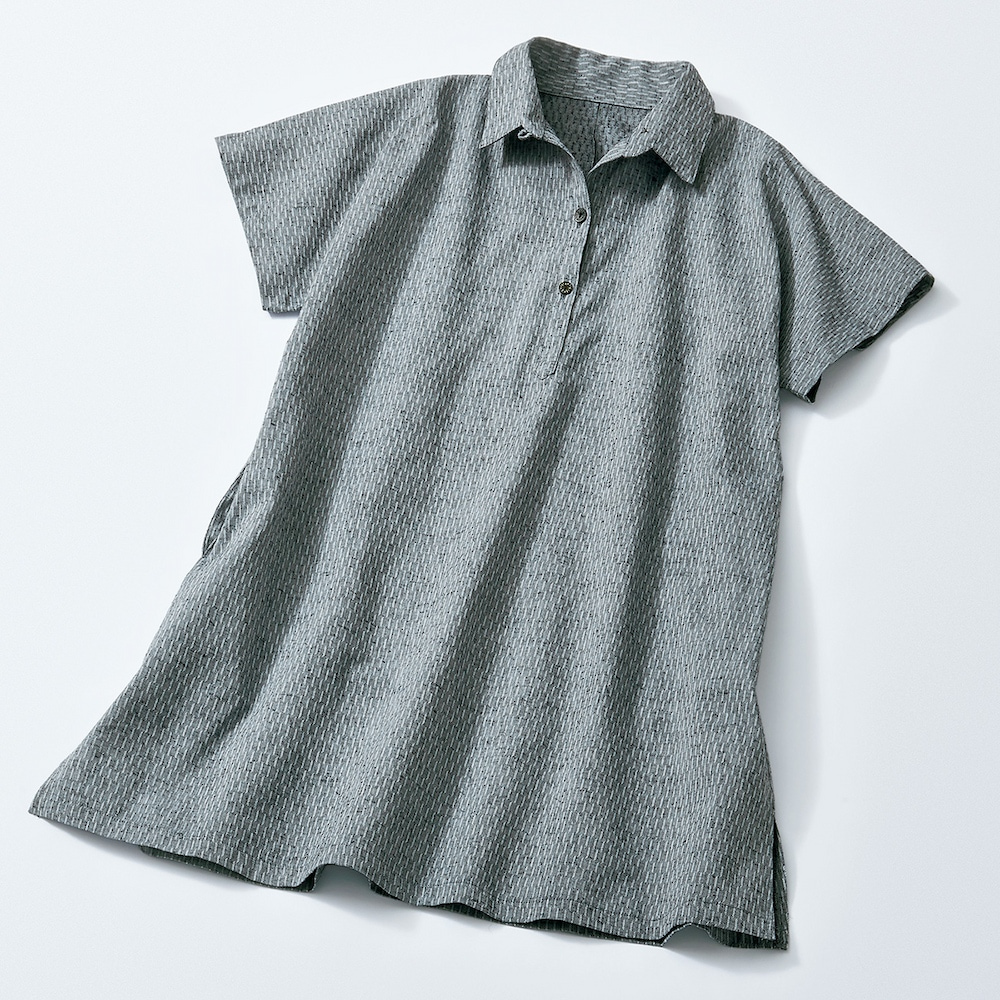 久留米織のドビー柄ビッグシャツ