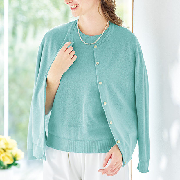 綿麻混ニットアンサンブル