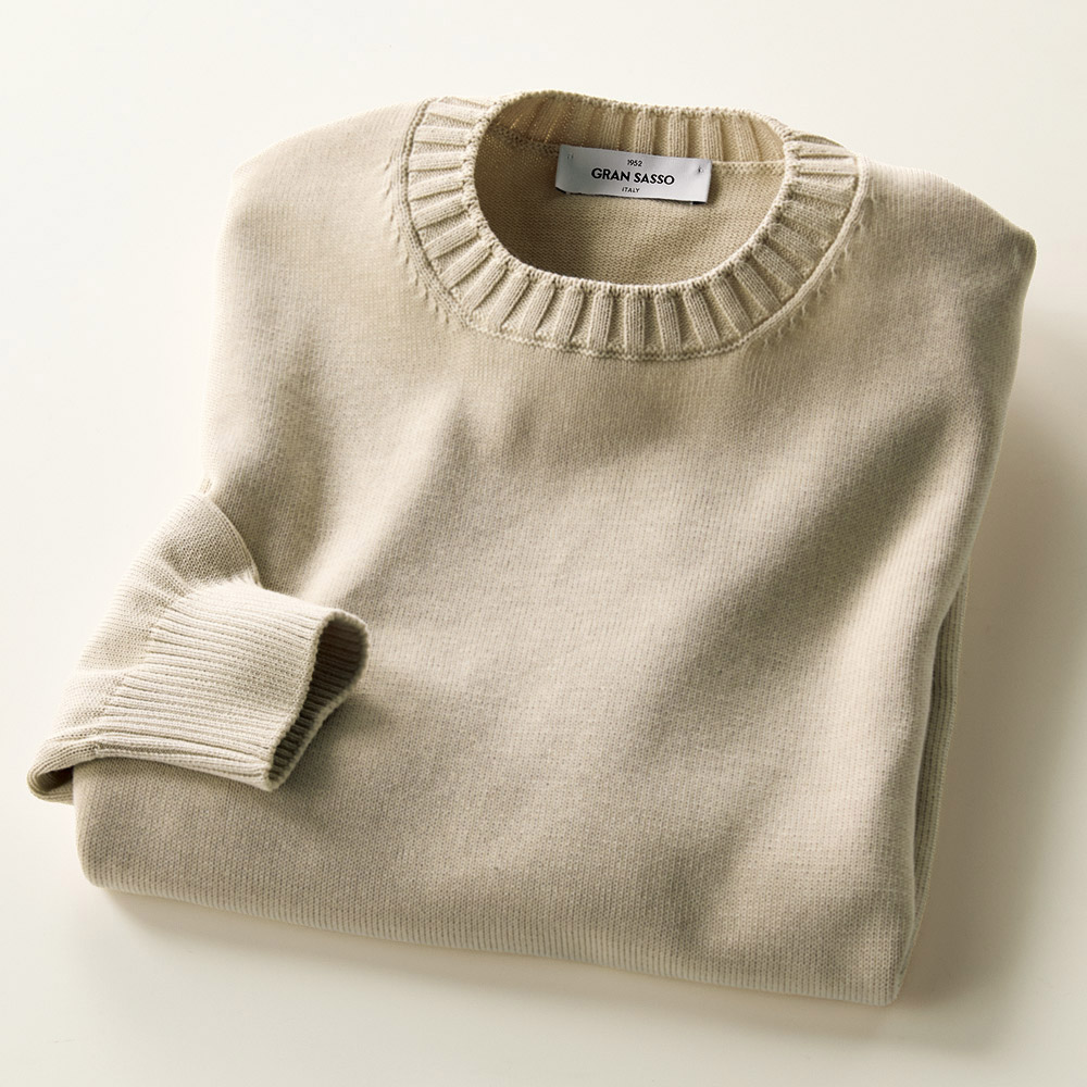 グランサッソ 8ゲージ・ソフトコットンクルーネックニット | ライト