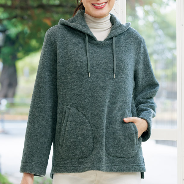 ウール混あったかパーカ