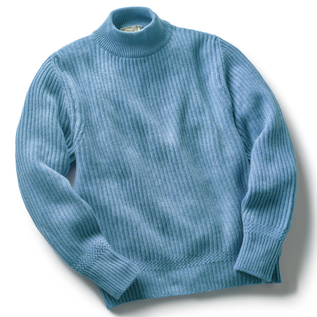 カシミヤリブ編みモックネックセーター