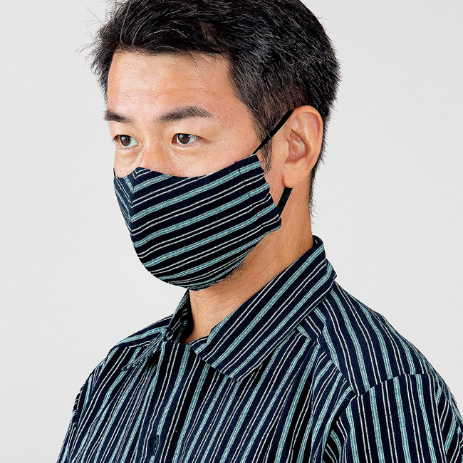 柳式･刺子織りと綿縮のマスク／3色セット