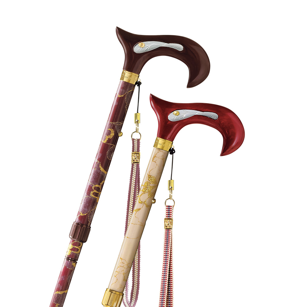 4折調整式ステッキ「金ラメレース」／てんとうむし