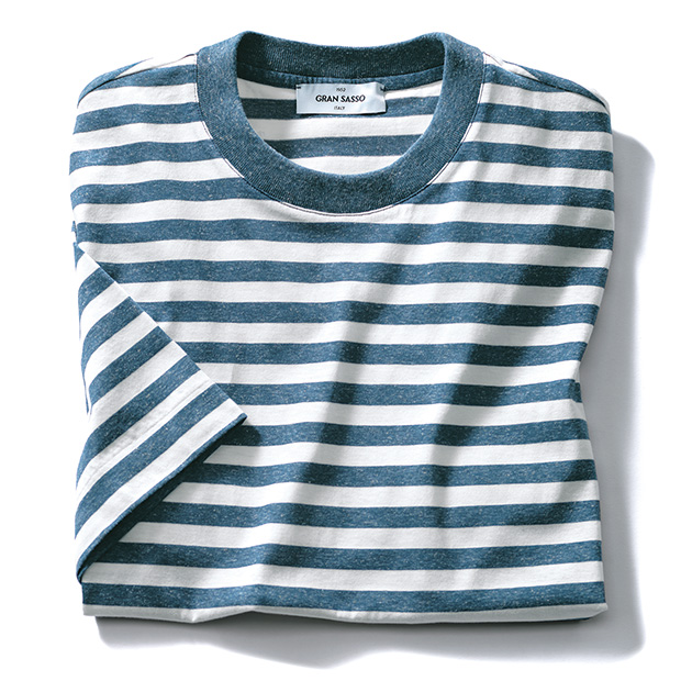 コットンリネンボーダーTシャツ