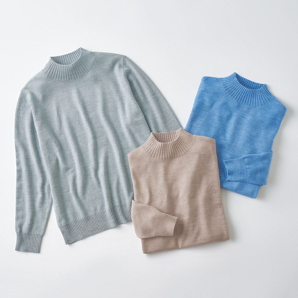 洗えるウールのハイネックプルオーバー