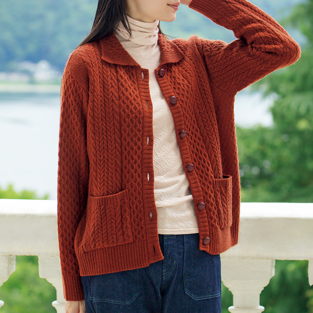 二重天竺タートルネック