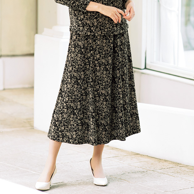 ちりめん風ジャージー･プリントスカート