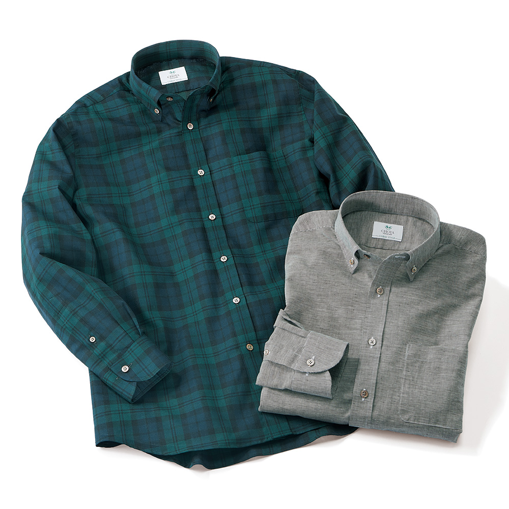 お腹まわりをすっきり見せるB.D.シャツ