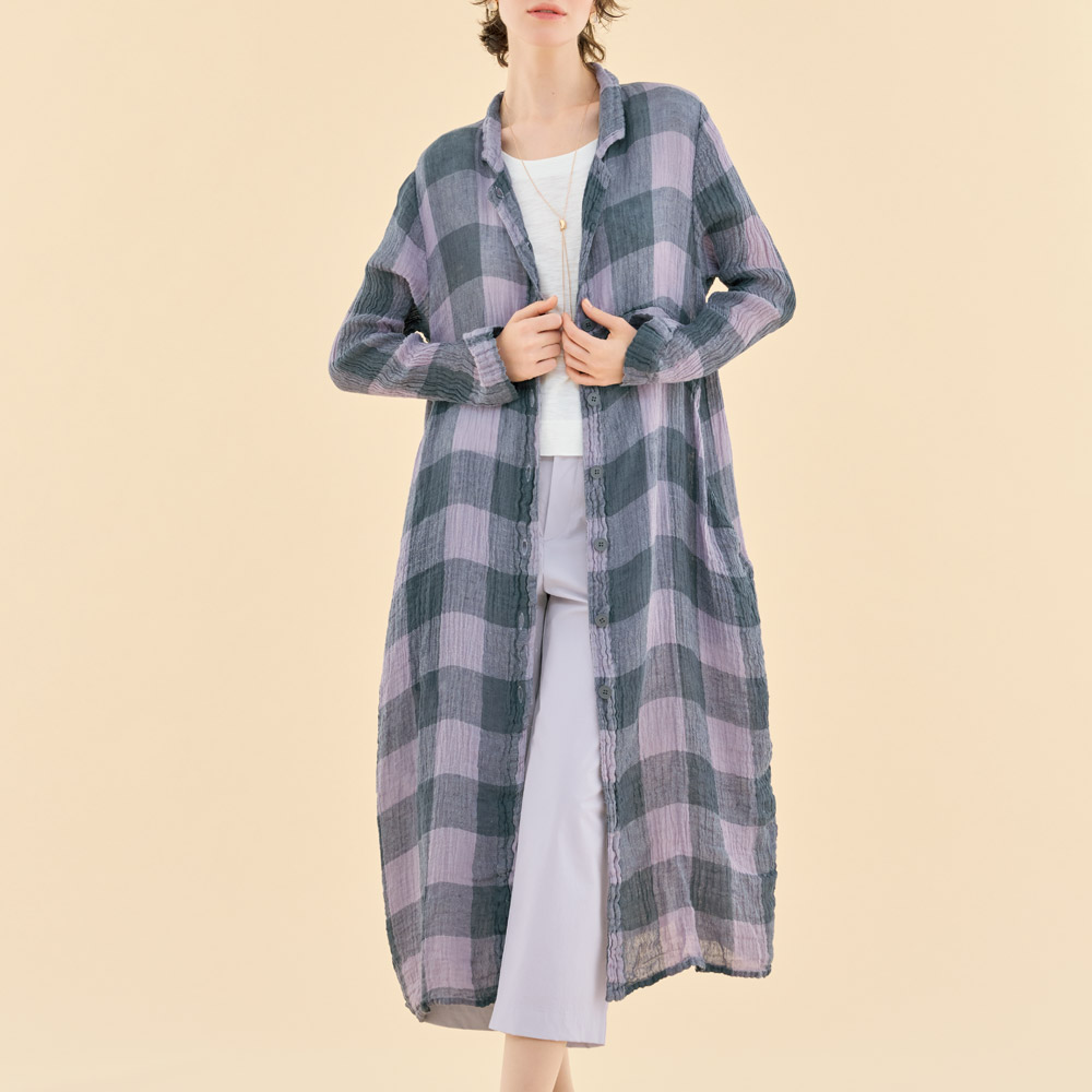 ふくふくチェックロングブラウス