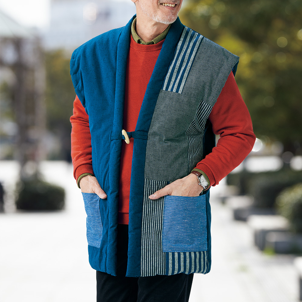久留米織の半纏ベスト
