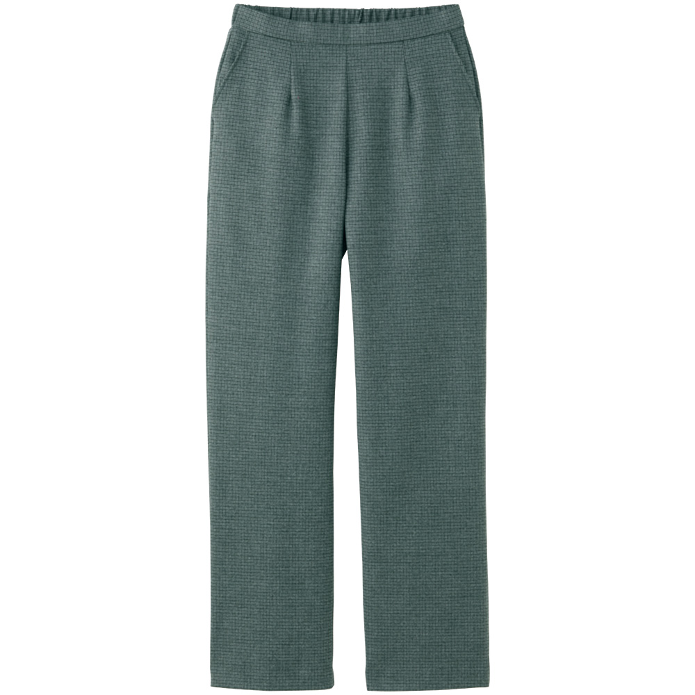 チェック柄・両面起毛ストレートストレッチパンツ