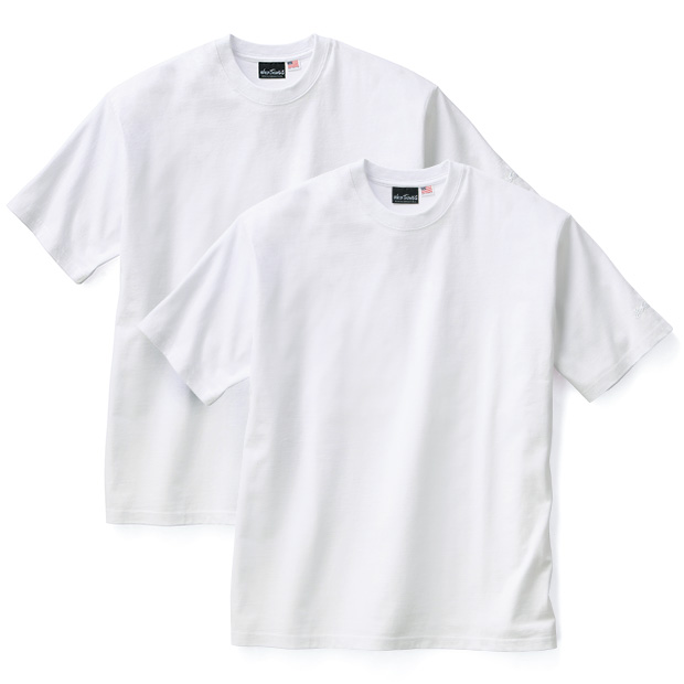 USAコットン混のパックTシャツ／同色2枚セット