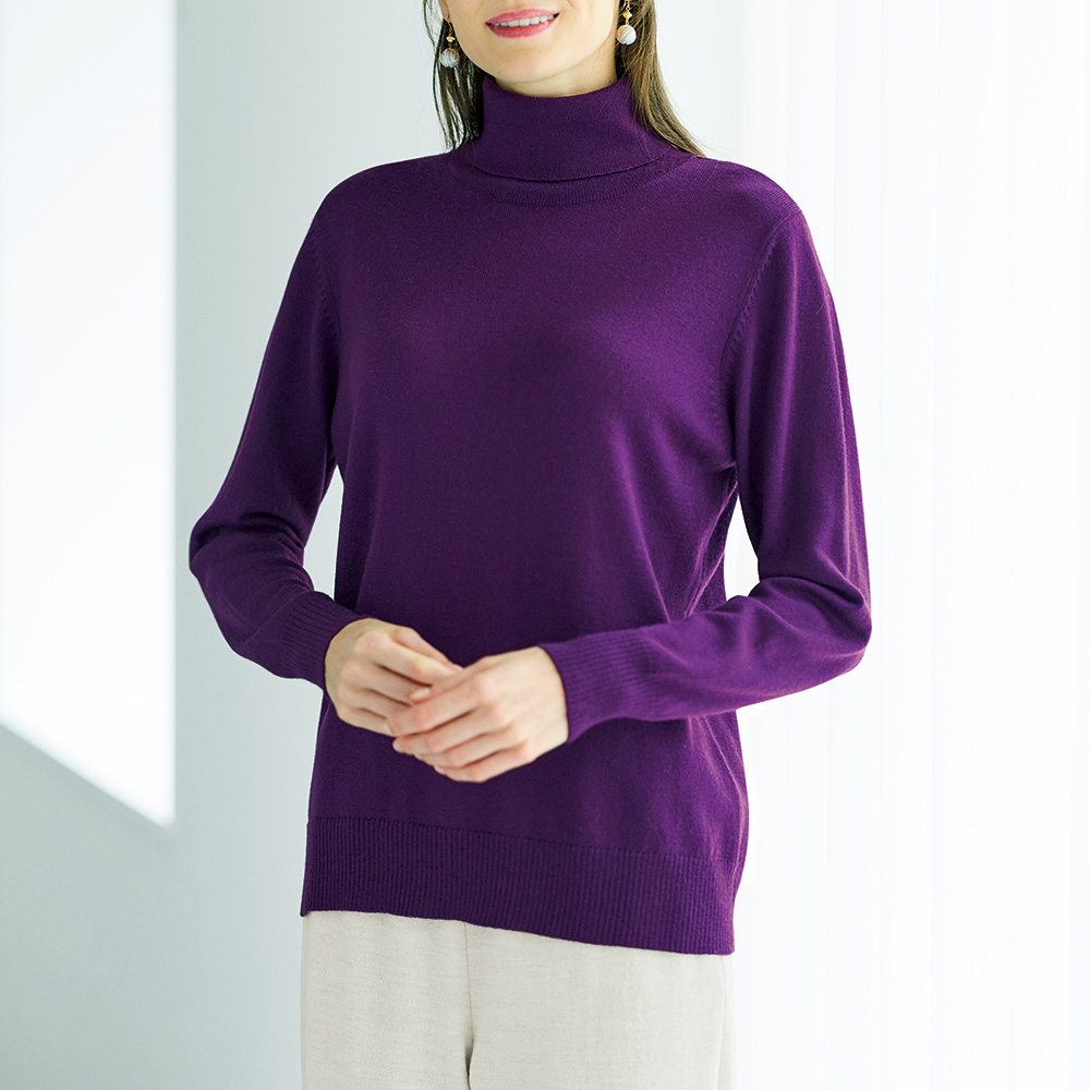 イタリア糸使用･洗えるタートルネックセーター