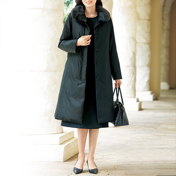 ミンク襟付･ダウンコート