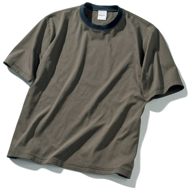 アルビニ オーガニックコットン天竺ボーダーリンガーTシャツ