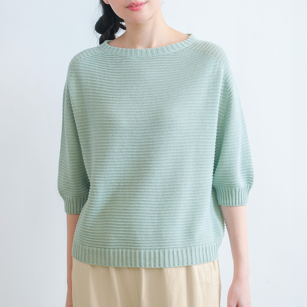 やわらかコットンリネン･ニットプルオーバー