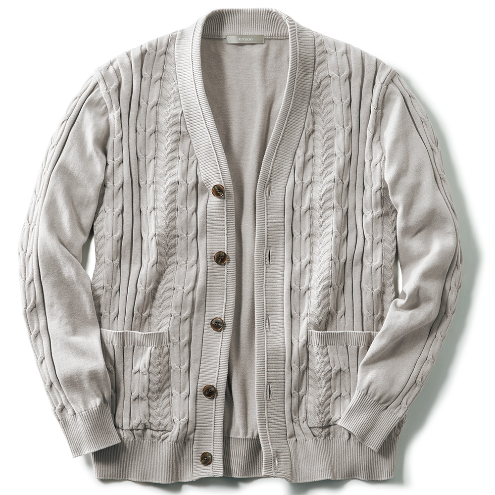 ケーブル使いカーディガン