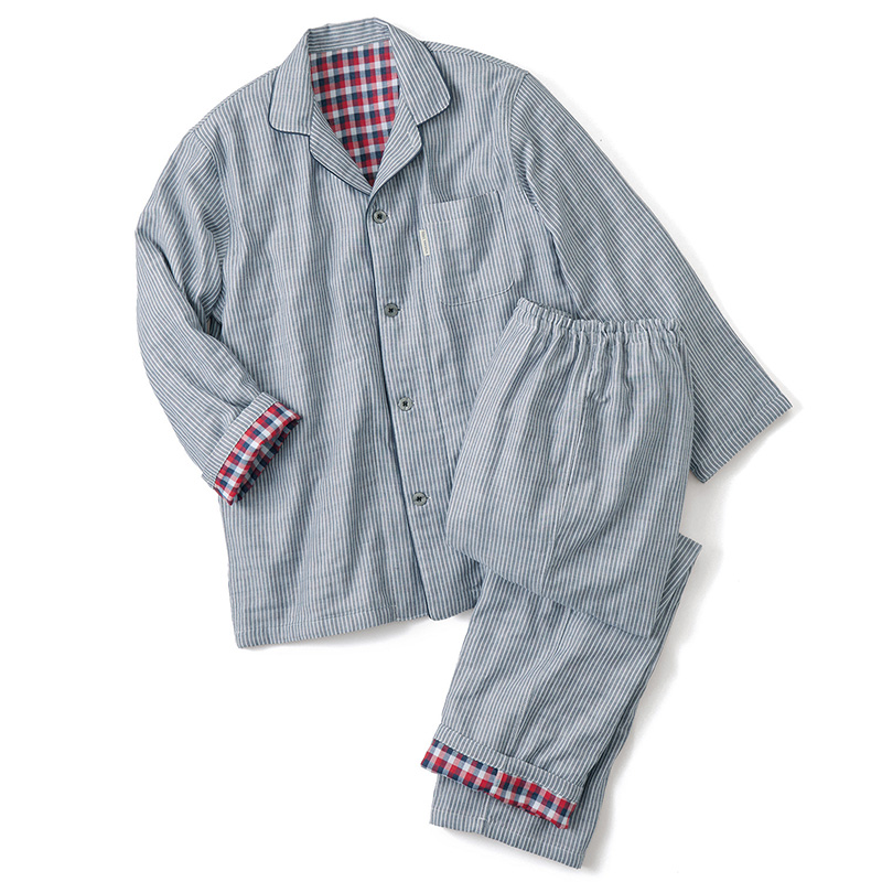 三重ガーゼの裏チェックパジャマ