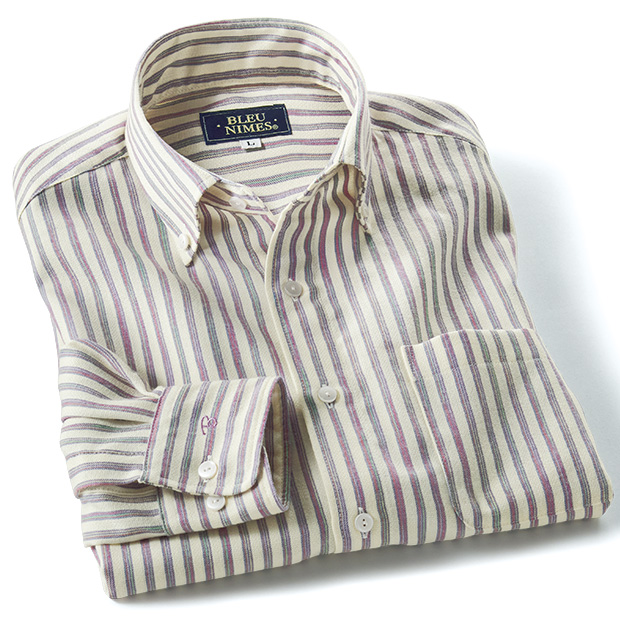 尾州メリノウール･洗えるストライプシャツ