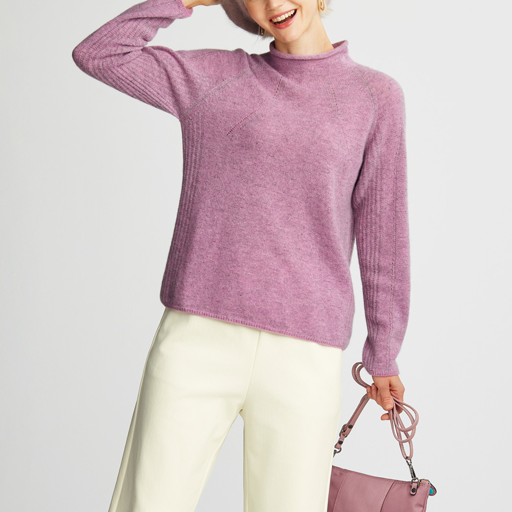 カシミヤハイネックニットプルオーバー