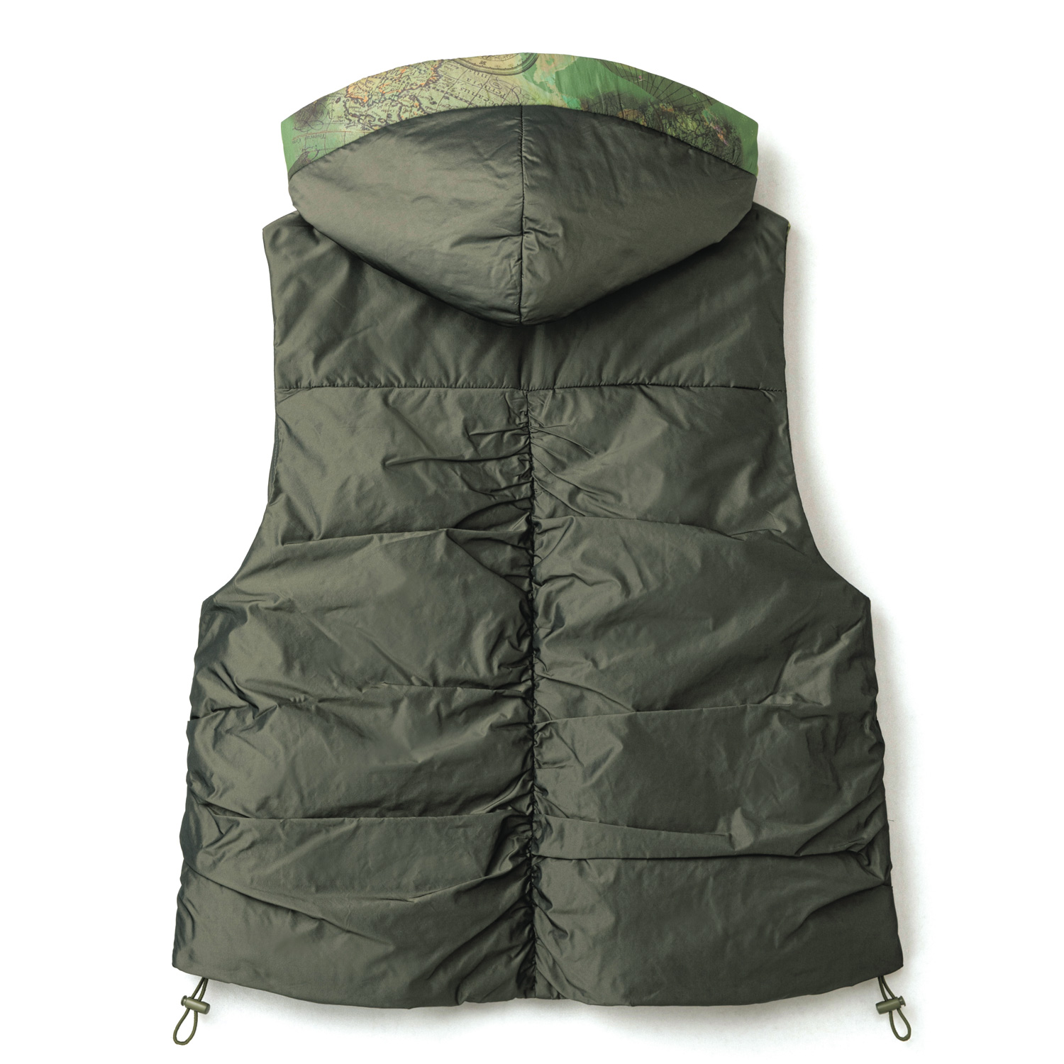 プリント使いフーデッドベスト