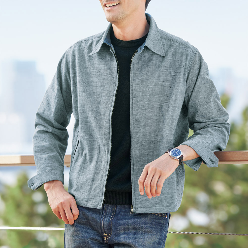 播州織コットンリネン･ネップブルゾン