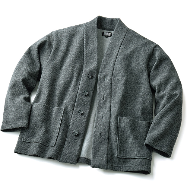 ウール混ダブルフェイス素材のカーディガン