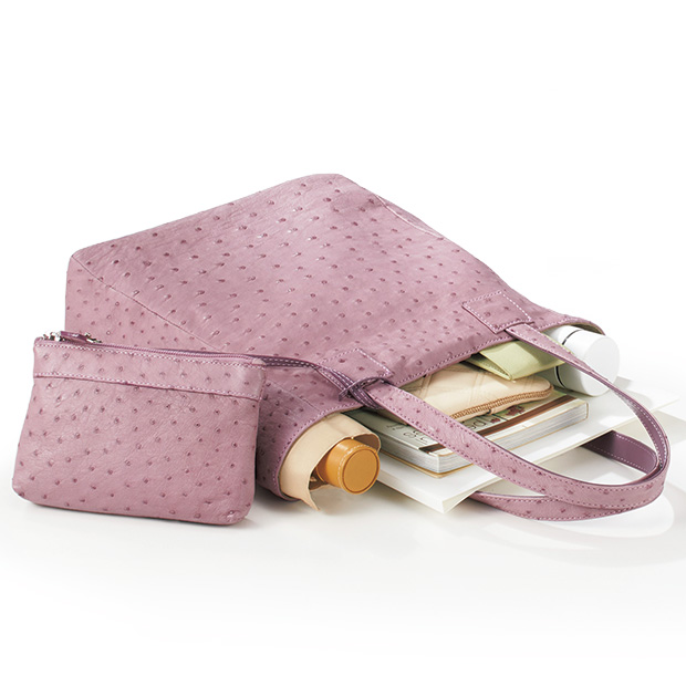 オーストリッチのソフトトート／ポーチ付き