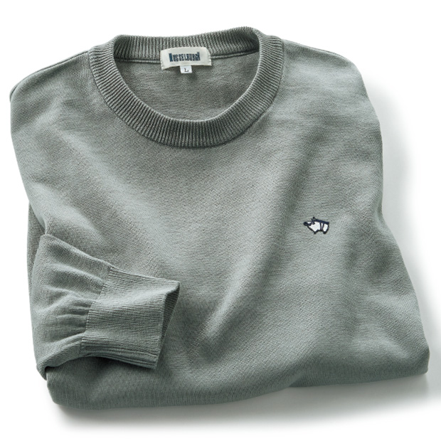 コットンシルクのクルーネックセーター