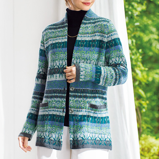 カシミヤジャカードカーディガン