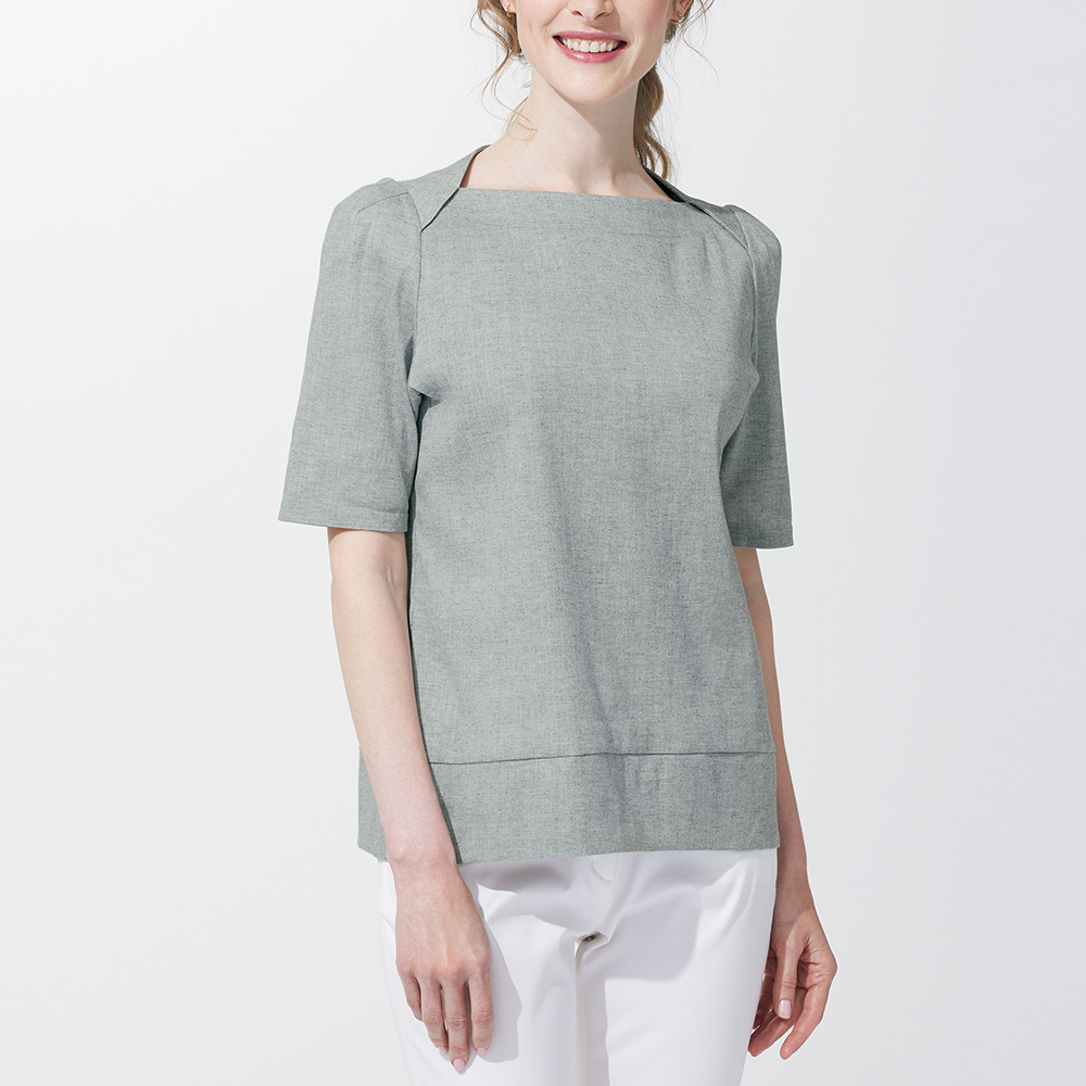 ビワコットンのボートネックTシャツ