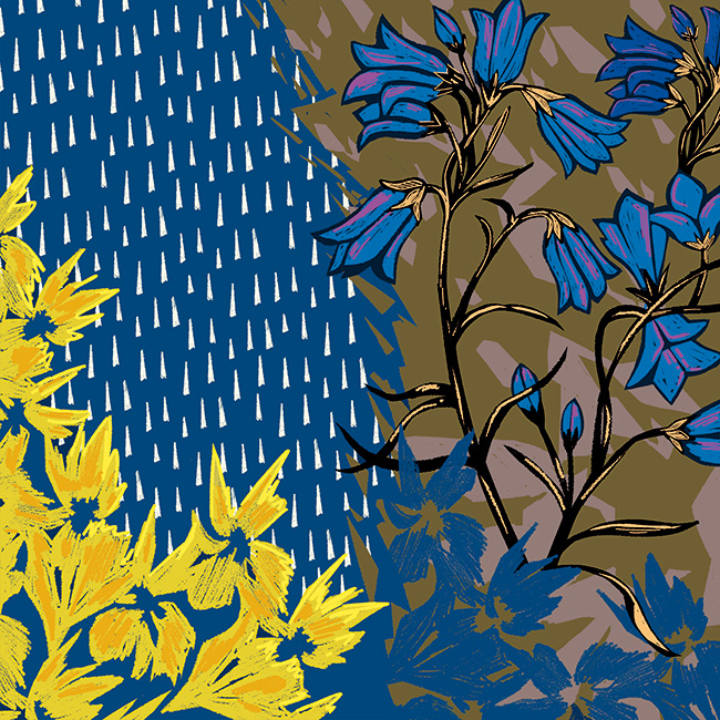 リング付きシルクスカーフ／Bluebells