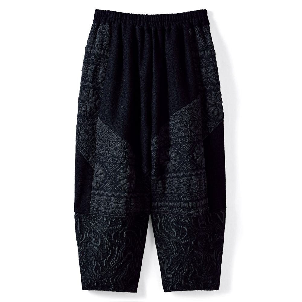 異素材使い切り替えデザインワイドパンツ