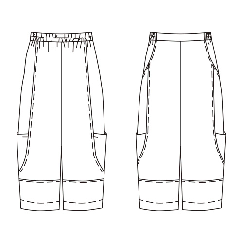 ウールガーゼ切り替えパンツ