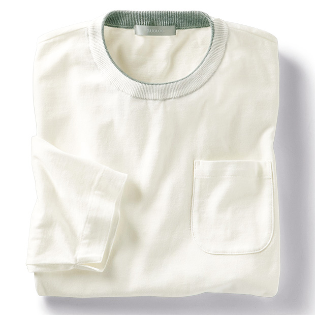 リンキングニット襟の七分袖Tシャツ