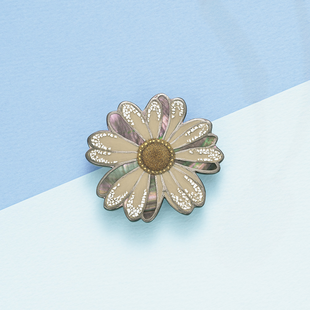 蒔絵ブローチ兼ペンダントトップ／Flower Rosetta