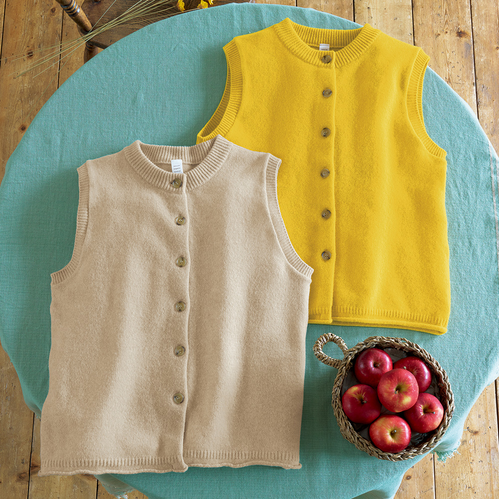 ウールカシミヤクルーネックベスト