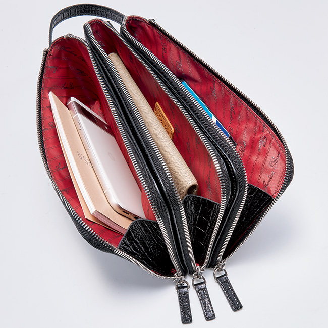 クロコ型押し･3連クラッチバッグ