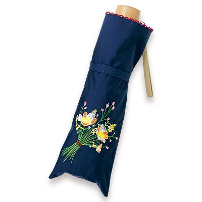 遮光率の高い折りたたみ傘／花刺繍